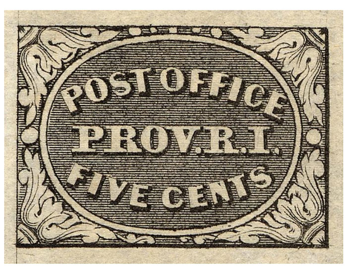US Postmaster's Provisional Stamp 5c. Providence, R.I. 10X1