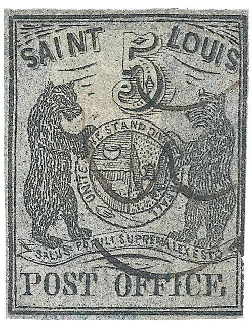 US Postmaster's Provisional Stamp 5c. St. Louis, MO. 11X7