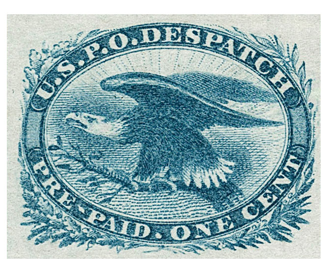 US 1851 Carriers' Stamp Bald Eagle 1c. Scott. LO2