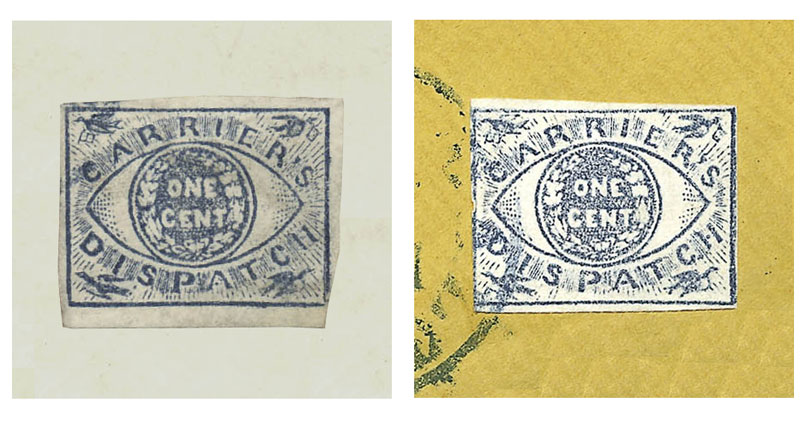 US 1856 Carriers' Stamp 1c. Baltimore, Maryland Scott. 1LB6
