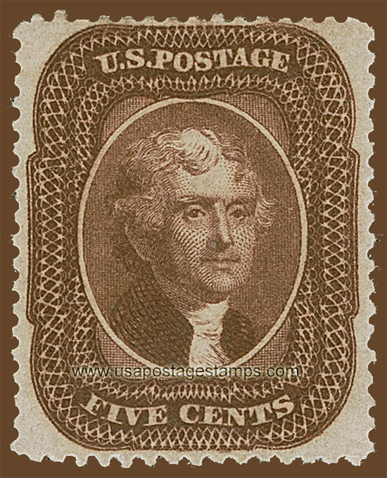 US 1861 Thomas Jefferson (1743-1826) 5c. Scott. 30