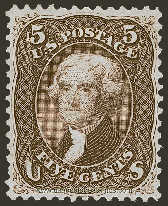 US 1863 Thomas Jefferson (1743-1826) 5c. Scott. 76