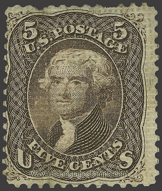 US 1867 Thomas Jefferson (1743-1826) 5c. Scott. 80