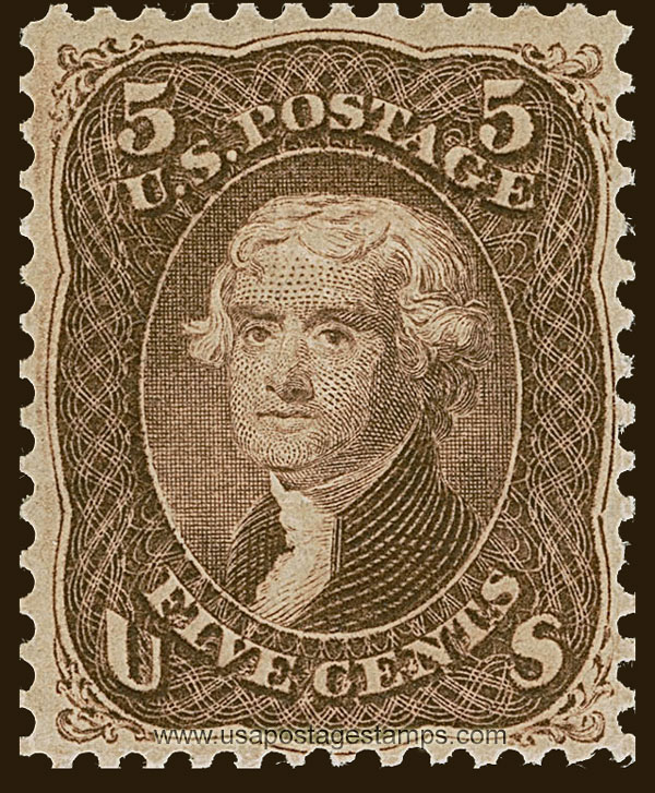 US 1867 Thomas Jefferson (1743-1826) 5c. Scott. 95