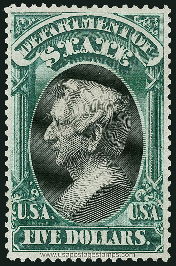 US 1873 William Henry Seward (1801-1872) $5 Official Scott. O69