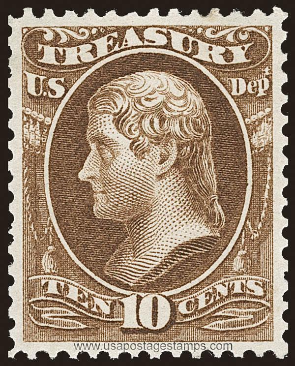 US 1873 Thomas Jefferson (1743-1826) 10c. Official Scott. O77
