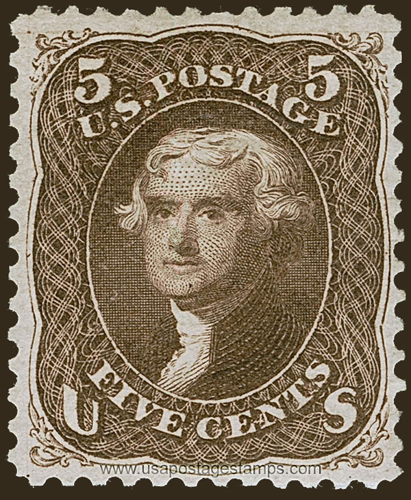 US 1875 Thomas Jefferson (1743-1826) 5c. Scott. 105