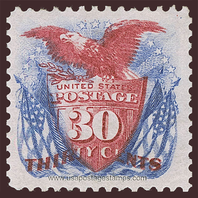 US 1875 Eagle, Shield and Flags 30c. Scott. 121