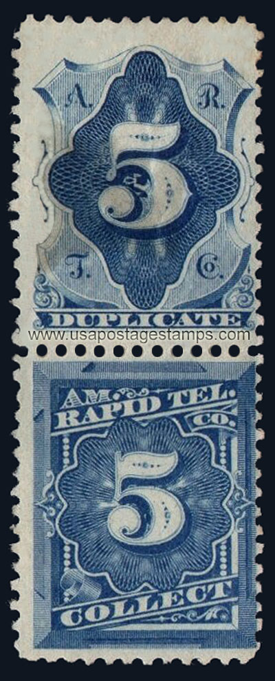 US 1881 American Rapid Telegraph Co. - Se-tenant 5c.x2 Scott. 1T14a