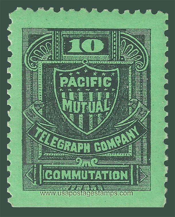US 1883 Pacific Mutual Telegraph Co. 'Coat of arms' 10c. Scott. 13T4