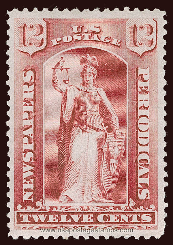 US 1885 Justice 12c. Scott. PR82 Newspaper Stamp