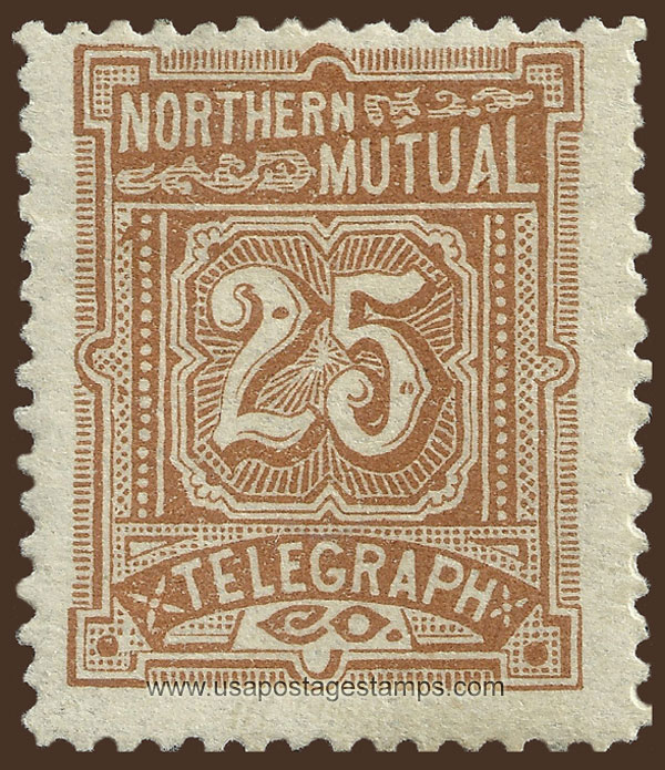US 1890 Northern Mutual Telegraph Company 'Numeral' 25c. Barefoot NM4R2
