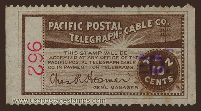 US 1890 Pacific Postal Telegraph-Cable Company 10c. Scott. 14T1