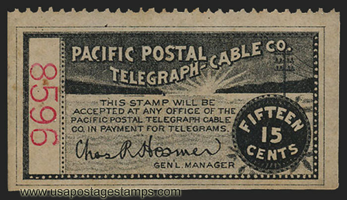 US 1890 Pacific Postal Telegraph-Cable Company 15c. Scott. 14T2