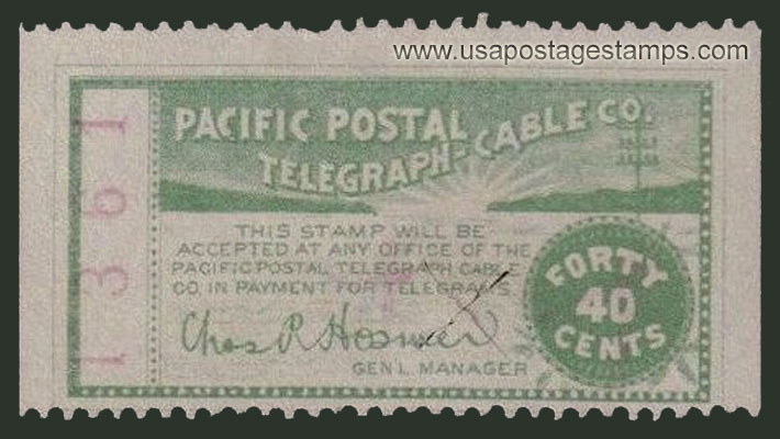 US 1890 Pacific Postal Telegraph-Cable Company 40c. Scott. 14T4