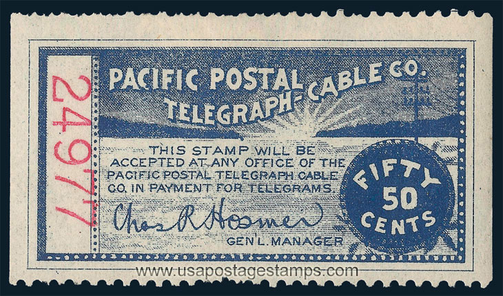 US 1890 Pacific Postal Telegraph-Cable Company 50c. Scott. 14T5