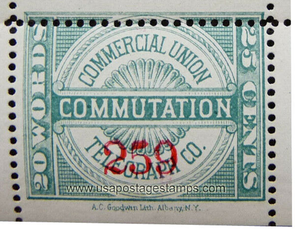 US 1891 Commercial Union Telegraph Company 25c. Scott. 8T2