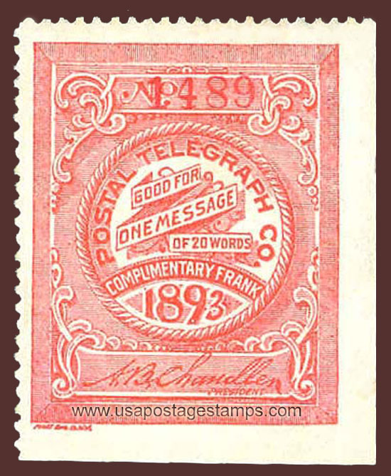 US 1893 Postal Telegraph Company 'Frank' 0c. Scott. 15T7