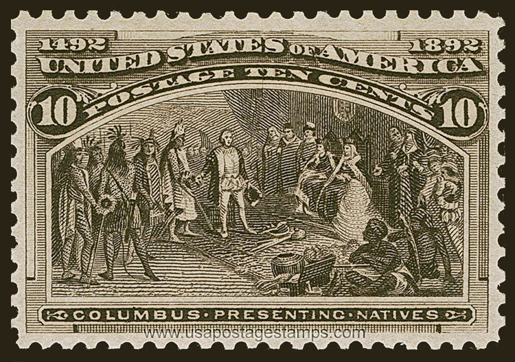 US 1893 Columbian Exposition 'Columbus Presenting Natives' 10c. Scott. 237
