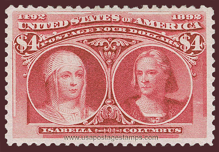 US 1893 Columbian Exposition 'Queen Isabella and Columbus' $4 Scott. 244