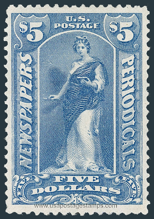 US 1895 Clio $5 Scott. PR109 Newspaper Stamp
