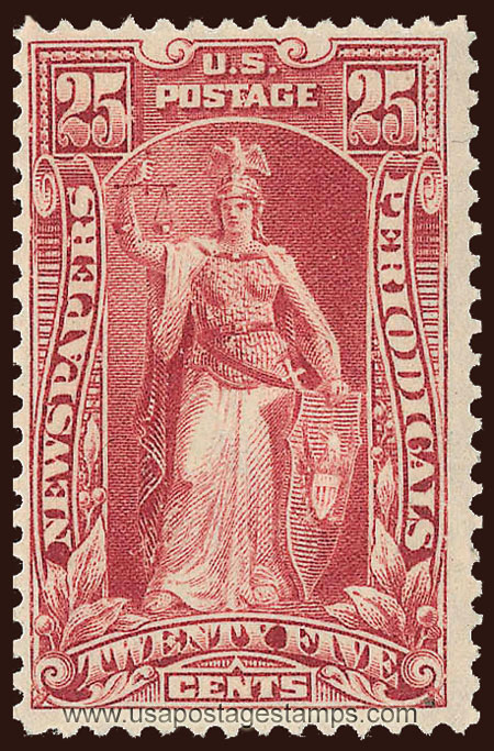 US 1895 Justice 25c. Scott. PR118 Newspaper Stamp