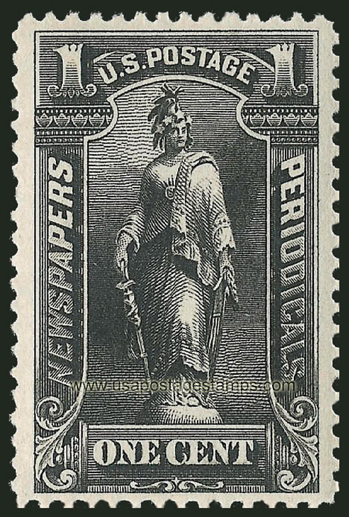 US 1896 Statue of Freedom 1c. Scott. PR114 Newspaper Stamp