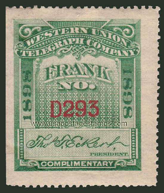 US 1898 Western Union Telegraph Company 'Frank' 0c. Scott. 16T28