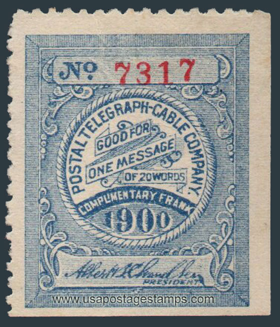 US 1900 Postal Telegraph-Cable Company 'Frank' 0c. Scott. 15T20
