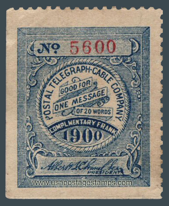US 1900 Postal Telegraph-Cable Company 'Frank' 0c. Scott. 15T20a