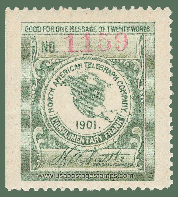 US 1901 North American Telegraph Company 'Frank' 0c. Scott. 10T2