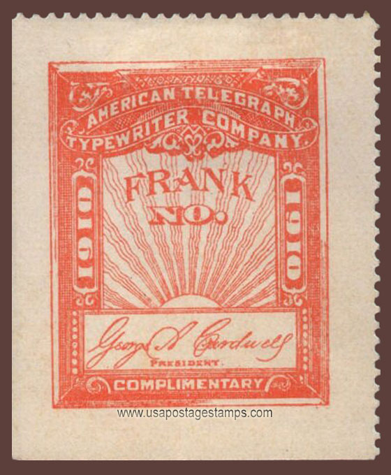 US 1910 American Telegraph Typewriter Company 'Frank' 0c. Barefoot ATT1