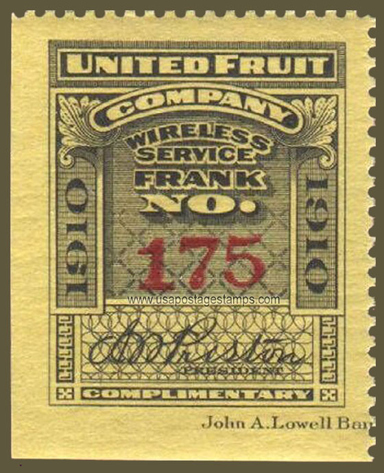 US 1910 United Fruit Company Wireless Service 'Frank' 0c. Barefoot UF1
