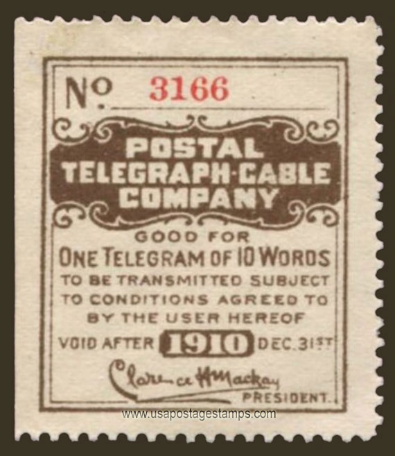 US 1910 Postal Telegraph-Cable Company 'Frank' 0c. Scott. 15T35