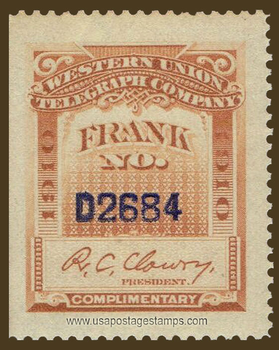 US 1910 Western Union Telegraph Company 'Frank' 0c. Scott. 16T41