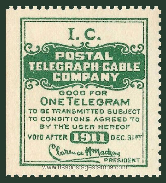 US 1911 Postal Telegraph-Cable Company 'Frank - I.C.' 0c. Scott. 15TO13