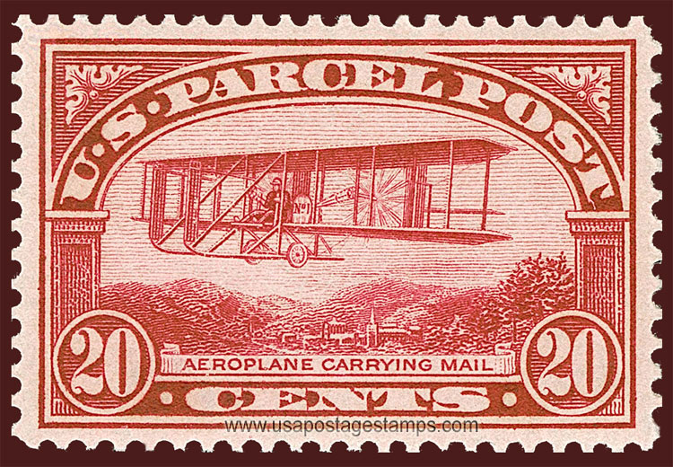 US 1913 Parcel Post 'Airplane Carrying Mail' 20c. Scott. Q8