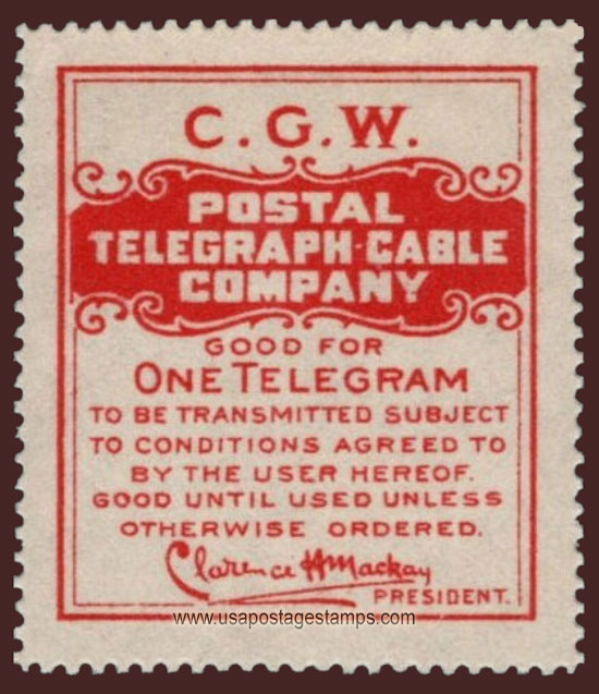 US 1914 Postal Telegraph-Cable Company 'Frank - C.G.W.' 0c. Barefoot P107a