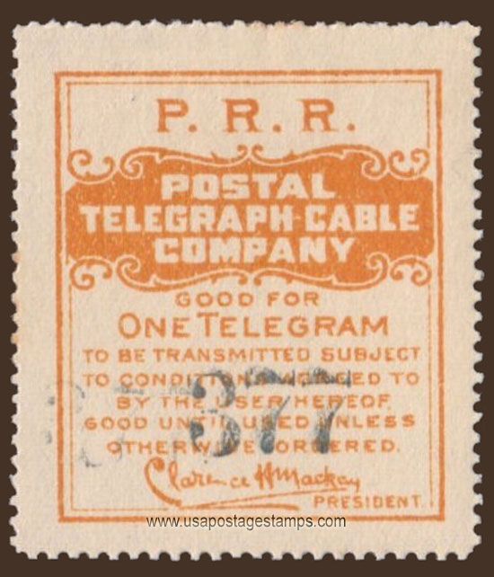 US 1914 Postal Telegraph-Cable Company 'Frank - P.R.R.' 0c. Barefoot P125a