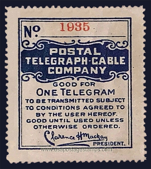 US 1914 Postal Telegraph-Cable Company 'Frank' 0c. Barefoot P52a
