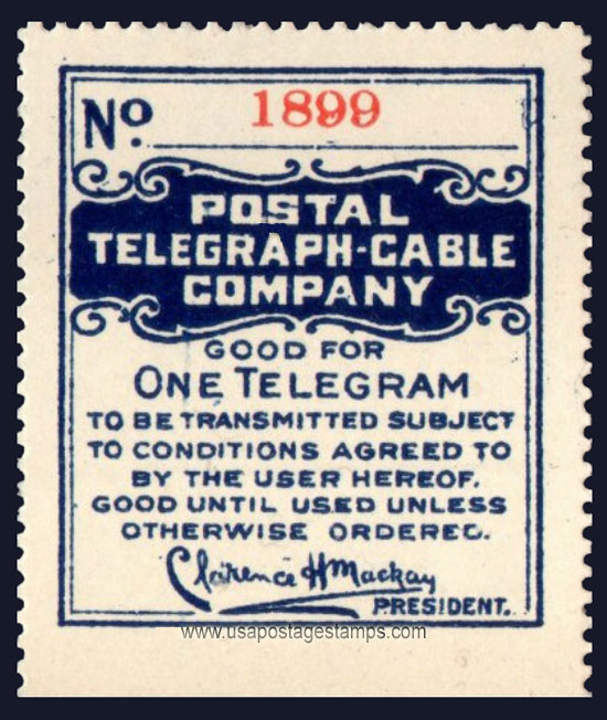 US 1914 Postal Telegraph-Cable Company 'Frank' 0c. Barefoot P53
