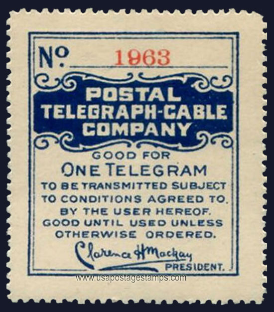 US 1914 Postal Telegraph-Cable Company 'Frank' 0c. Barefoot P53a