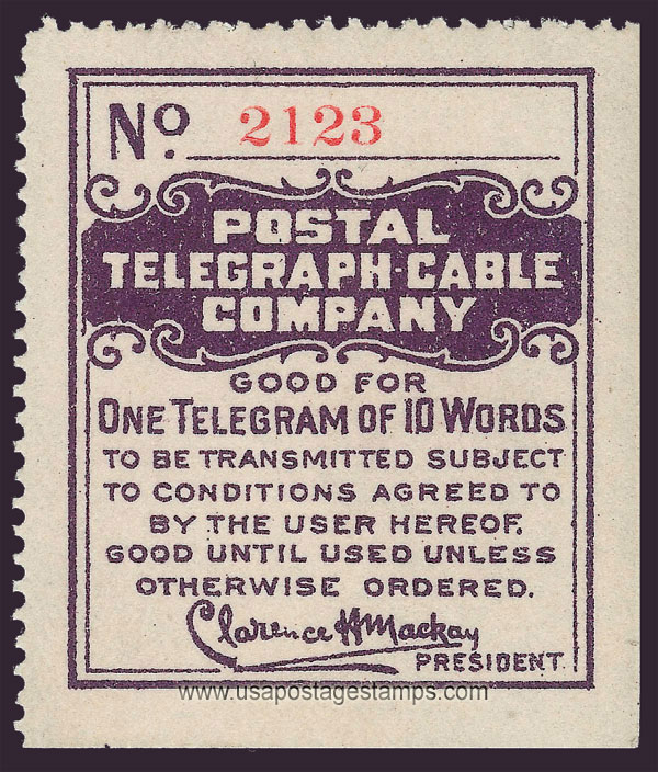 US 1914 Postal Telegraph-Cable Company 'Frank' 0c. Scott. 15T39a