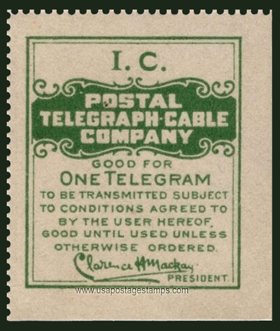 US 1914 Postal Telegraph-Cable Company 'Frank - I.C.' 0c. Scott. 15TO16