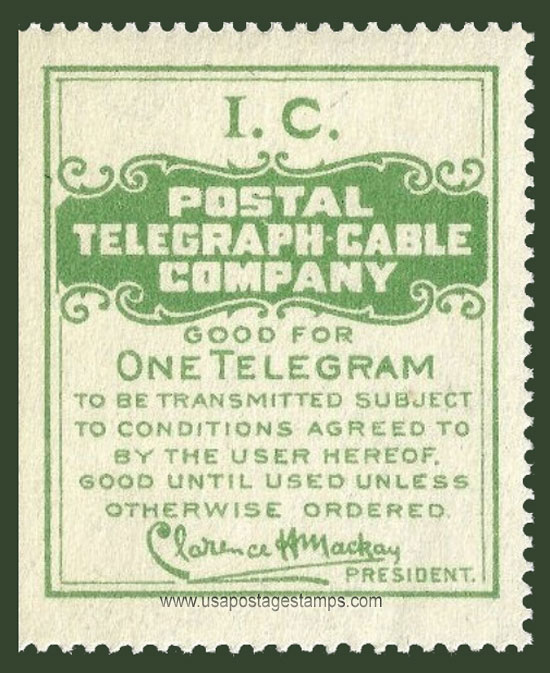US 1914 Postal Telegraph-Cable Company 'Frank - I.C.' 0c. Scott. 15TO16a
