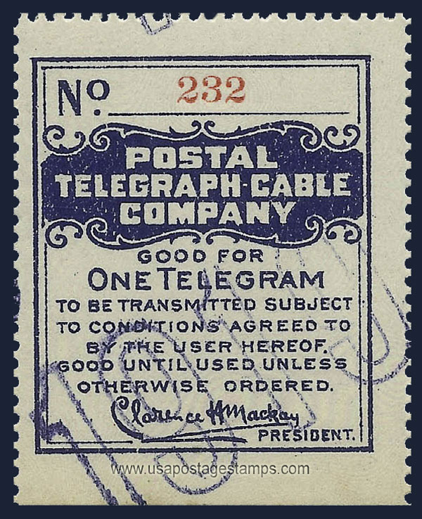 US 1919 Postal Telegraph-Cable Company 'Frank' 0c. Scott. 15T49A