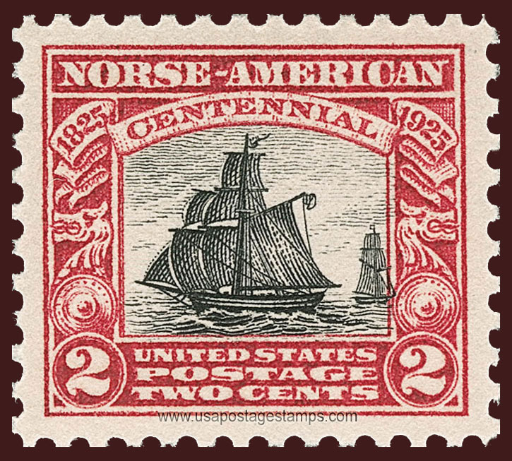 US 1925 Norse-American Issue 'Sailboat Restaurationen' 2c. Scott. 620