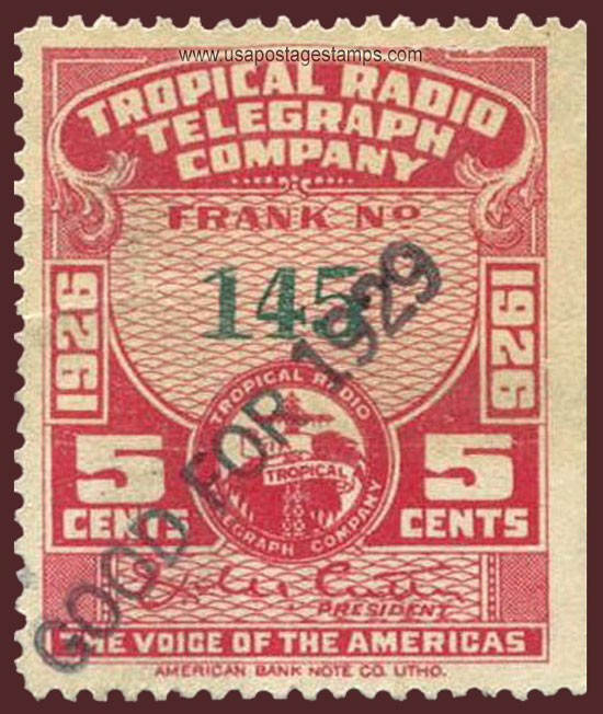 US 1929 Tropical Radio Telegraph Company 'Frank' 5c. Barefoot TR4