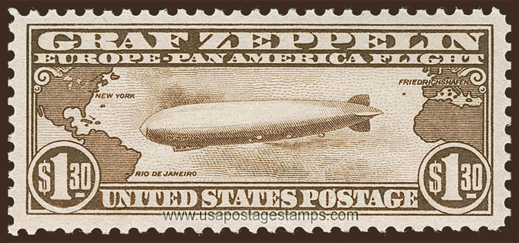 US 1930 'Airmail' Zeppelin Between Continents $1.30 Scott. C14