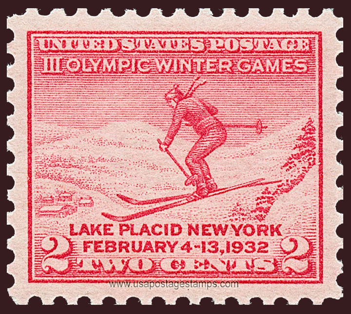 US 1932 3rd Winter Olympic Games ; Skier - Lake Placid 2c. Scott. 716
